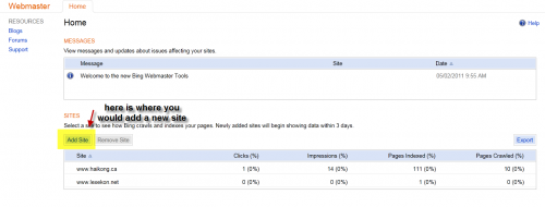 Bing Webmaster Tool